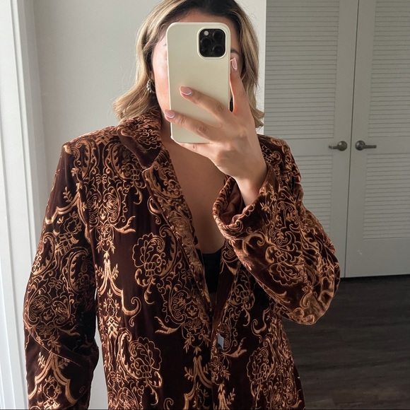 Paco Soler Velvet Long Trench Coat VINTAGE DESIGNER - Picture 5 of 6